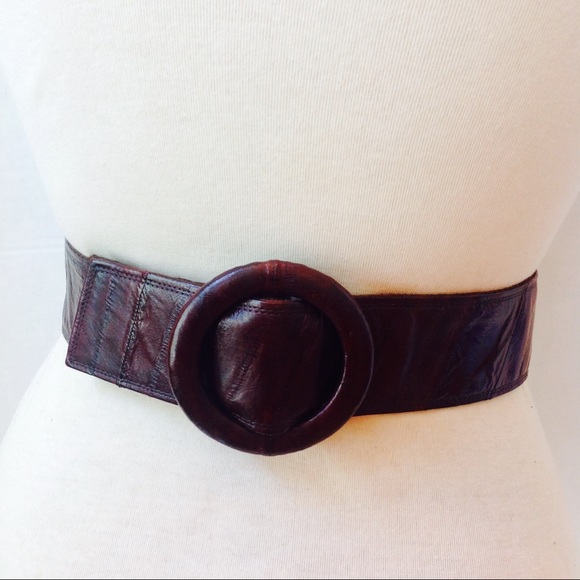 Vintage Eel Skin Brown Leather Belt Saddle Wrap main image 4